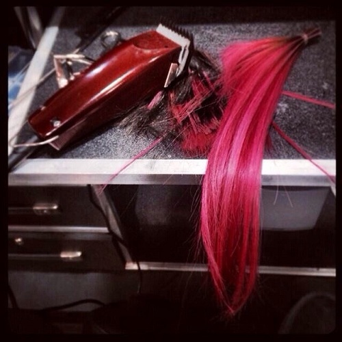 Demi Lovato Shaved Hair Fuschia