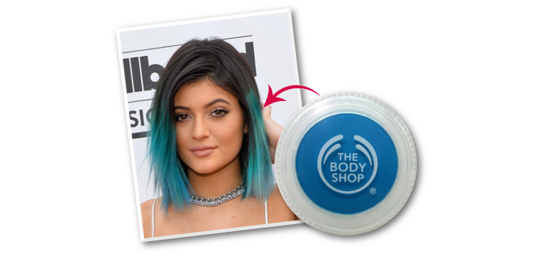 kylie jenner blue hair billboard the body shop hairchalk blue