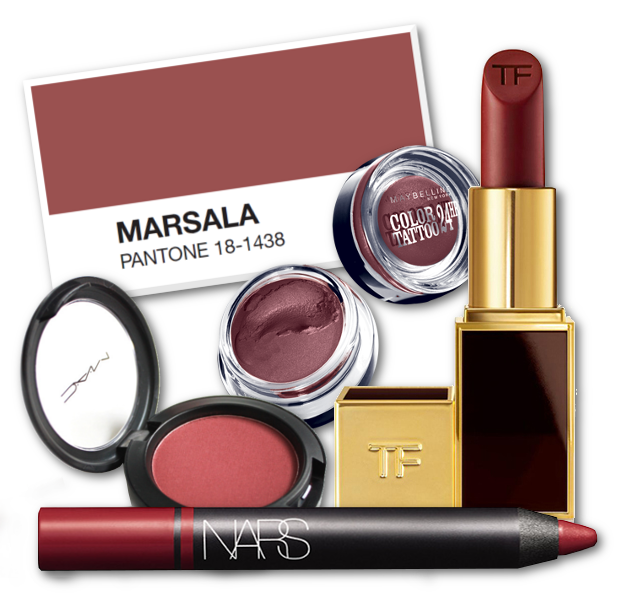 pantone xroma tis xronias color of the year marsala nars tom ford maybelline mac xromata makigiaz makeup colors