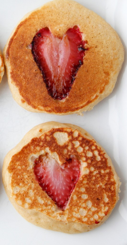Strawberry Heart Pancakes
