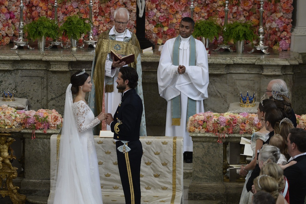 Prince Carl Philip and Sofia Hellqvist marry in Stockholm, Sweden - pool pictures. Pictured: Princess Sofia and Prince Carl Philip tie the knot Ref: SPL1053396  130615   Picture by: All Over Sweden / Splash News Splash News and Pictures Los Angeles:	310-821-2666 New York:	212-619-2666 London:	870-934-2666 photodesk@splashnews.com 