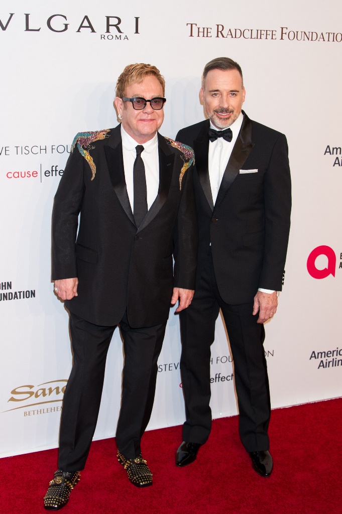 Sir Elton John and Diana Krall arrive to the Elton John Aids Foundation's 15th annual An Enduring Vision Benefit gala at Cipriano Wall Street in New York City on November 2, 2016.