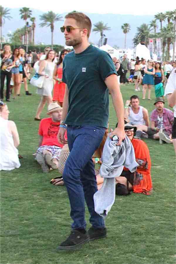 Robert Pattinson and Kristen Stewart seen on the field at Coachella