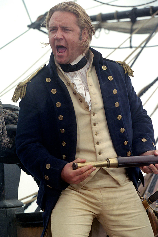 Actor Russell Crowe as Navy Captain Jack Aubrey in his new Movie Master and Commander where he sails out to see the richness and strangeness of life on the far side of the World, against the backdrop of the Napoleonic Wars. Ref: BB 290903 D Splash News and Pictures Los Angeles 310-821-2666 New York 212-619-2666 London 207-107-2666 photodesk@splashnews.com