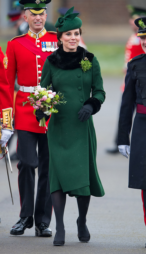 Photo Credit Must Read Zak Hussein Prince William, the Duke of Cambridge and Catherine, the Duchess of Cambridge attend The Irish Guards St Patrick's Day Parade at Cavalry Barracks Pictured: Catherine, the Duchess of Cambridge Ref: SPL1672544 170318 Picture by: Zak Hussein