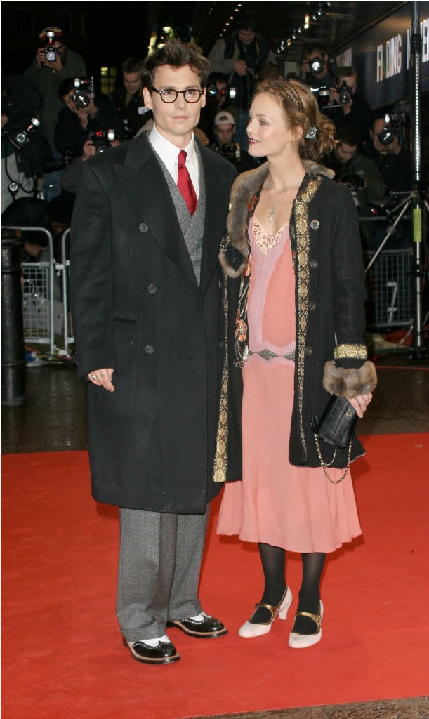 Johnny Depp and Vanessa Paradis attending the UK charity premiere of 'Finding Neverland'
