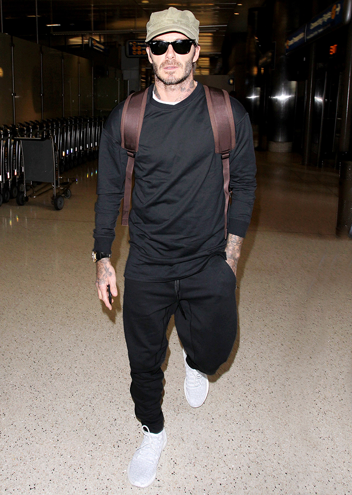 NO JUST JARED USAGE David Beckham spotted at LAX in Los Angeles. Pictured: David Beckham Ref: SPL1434021 020217 Picture by: Splash News Splash News and Pictures Los Angeles:310-821-2666 New York:212-619-2666 London:870-934-2666 photodesk@splashnews.com