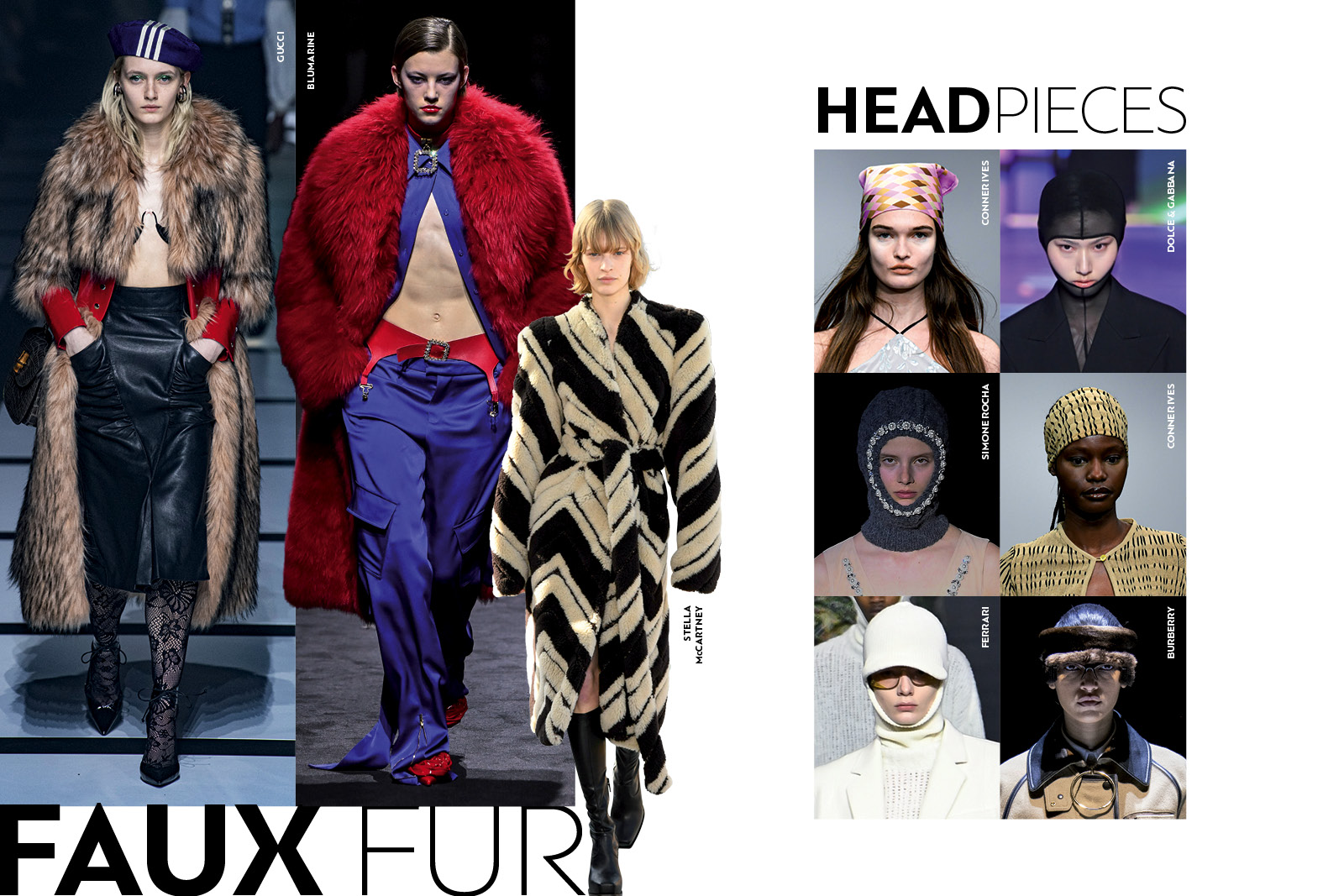 fashion statement, fashion trends, runway report, faux fur, head pieces