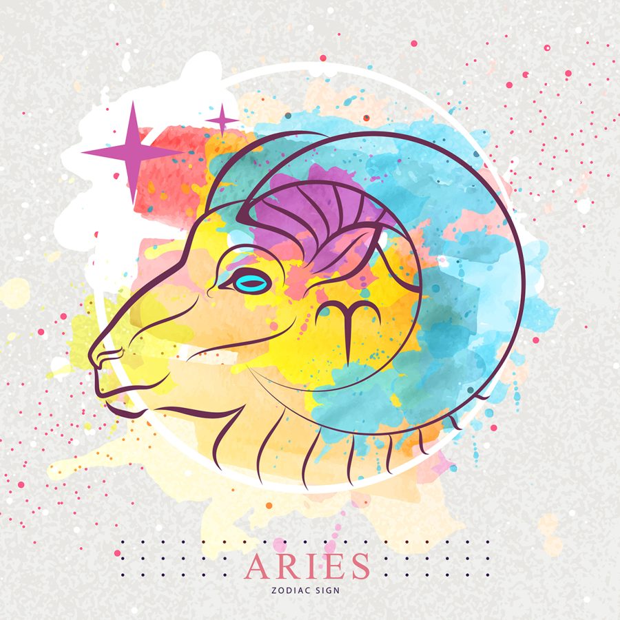 Ζωδιακές προβλέψεις. Το ζώδιο Κριός απεικόνιση σκίτσο.