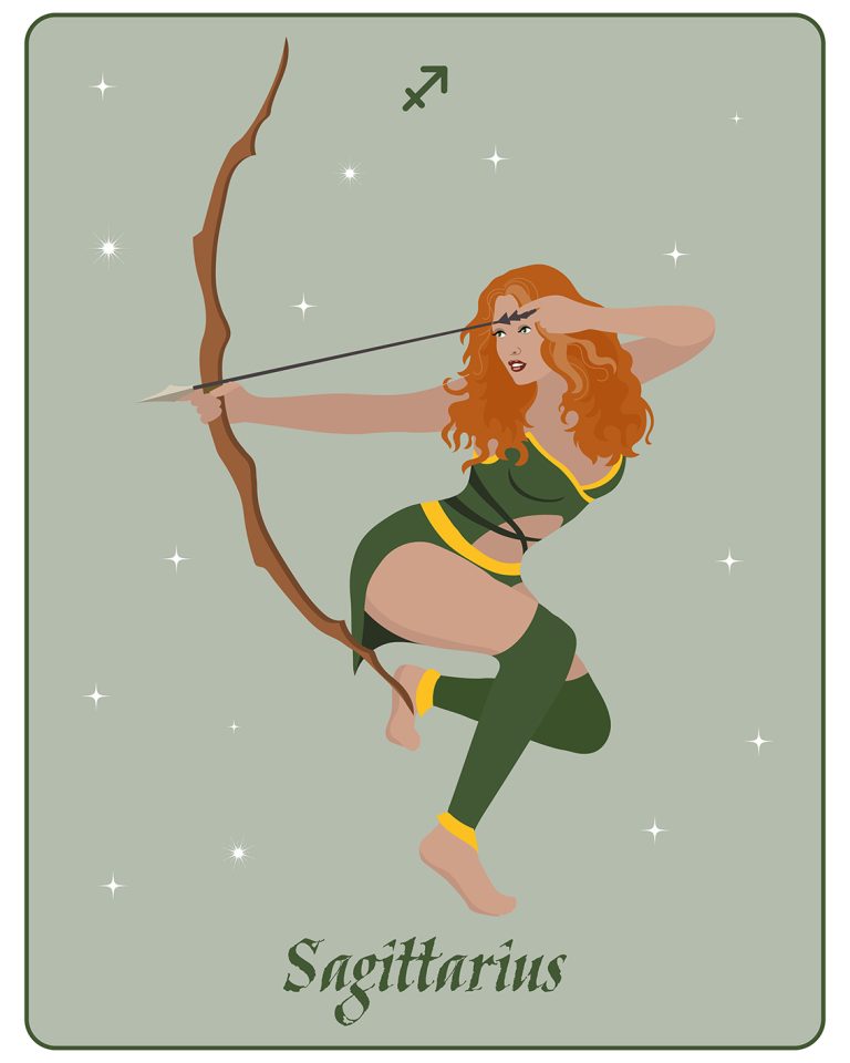 Ζώδιο Τοξότης. Απεικόνιση σε σκίτσο του ζωδίου του Τοξότη.