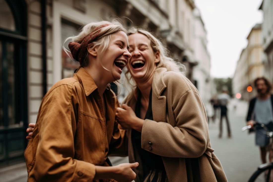 Δύο γυναίκες γελάνε