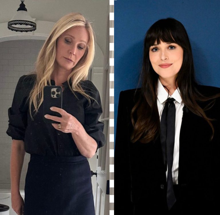 Gwyneth paltrow dakota φορώντας μαύρα johnson