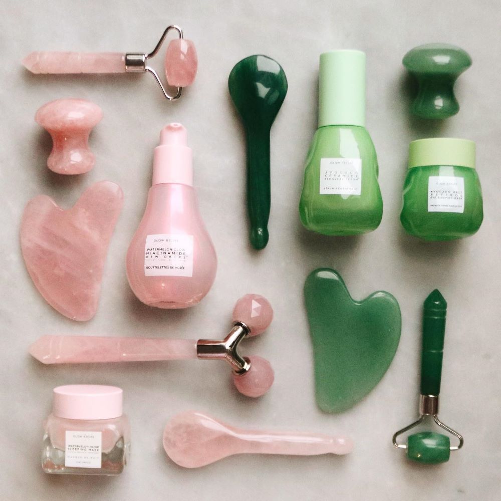 jade roller, gua sha, εργαλεία μασάζ