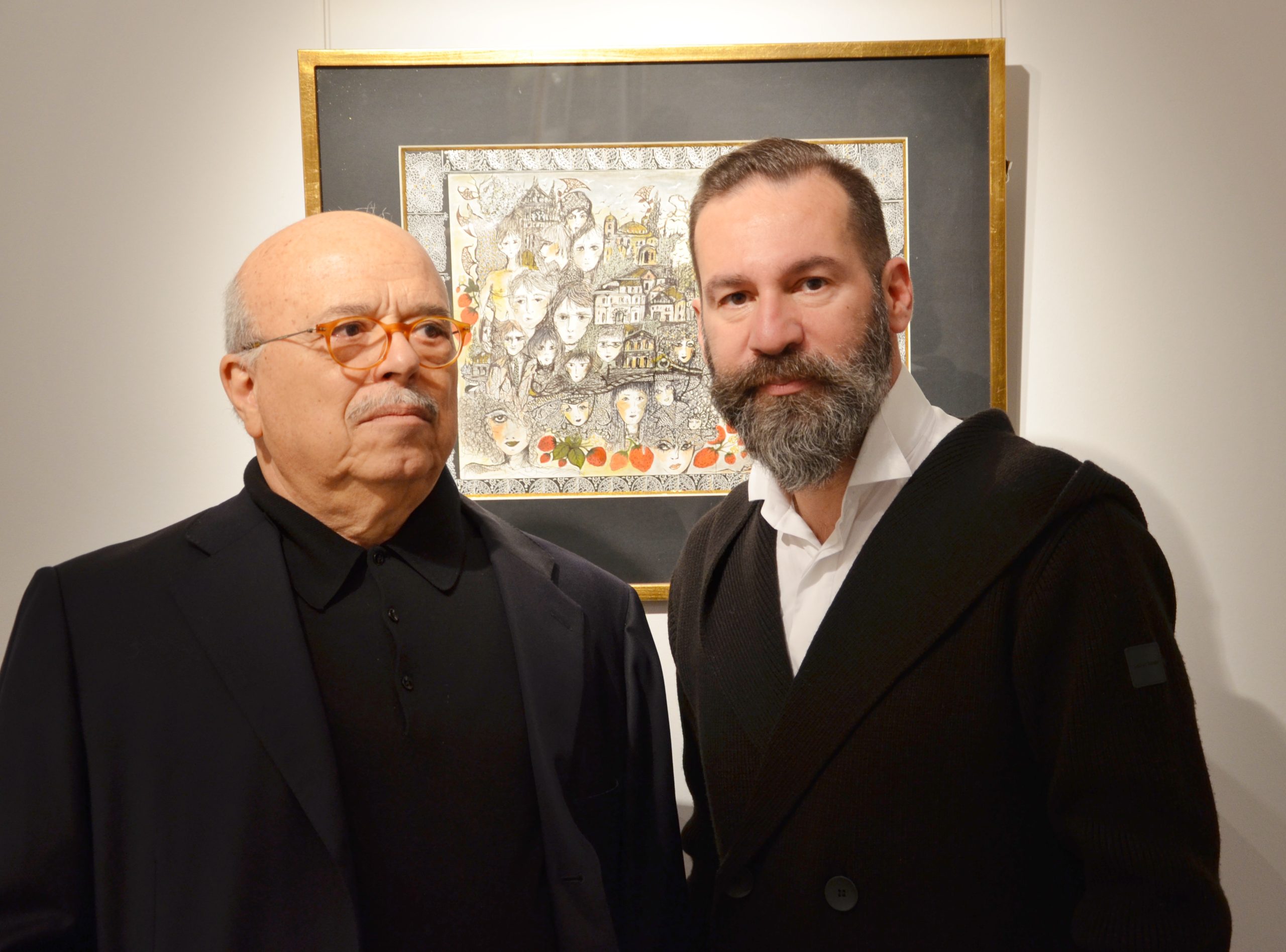 Ο Γιάννης Ξανθούλης με τον καλλιτεχνικό διευθυντή και επιμελητή της έκθεσης Γιώργο Τζάνερη