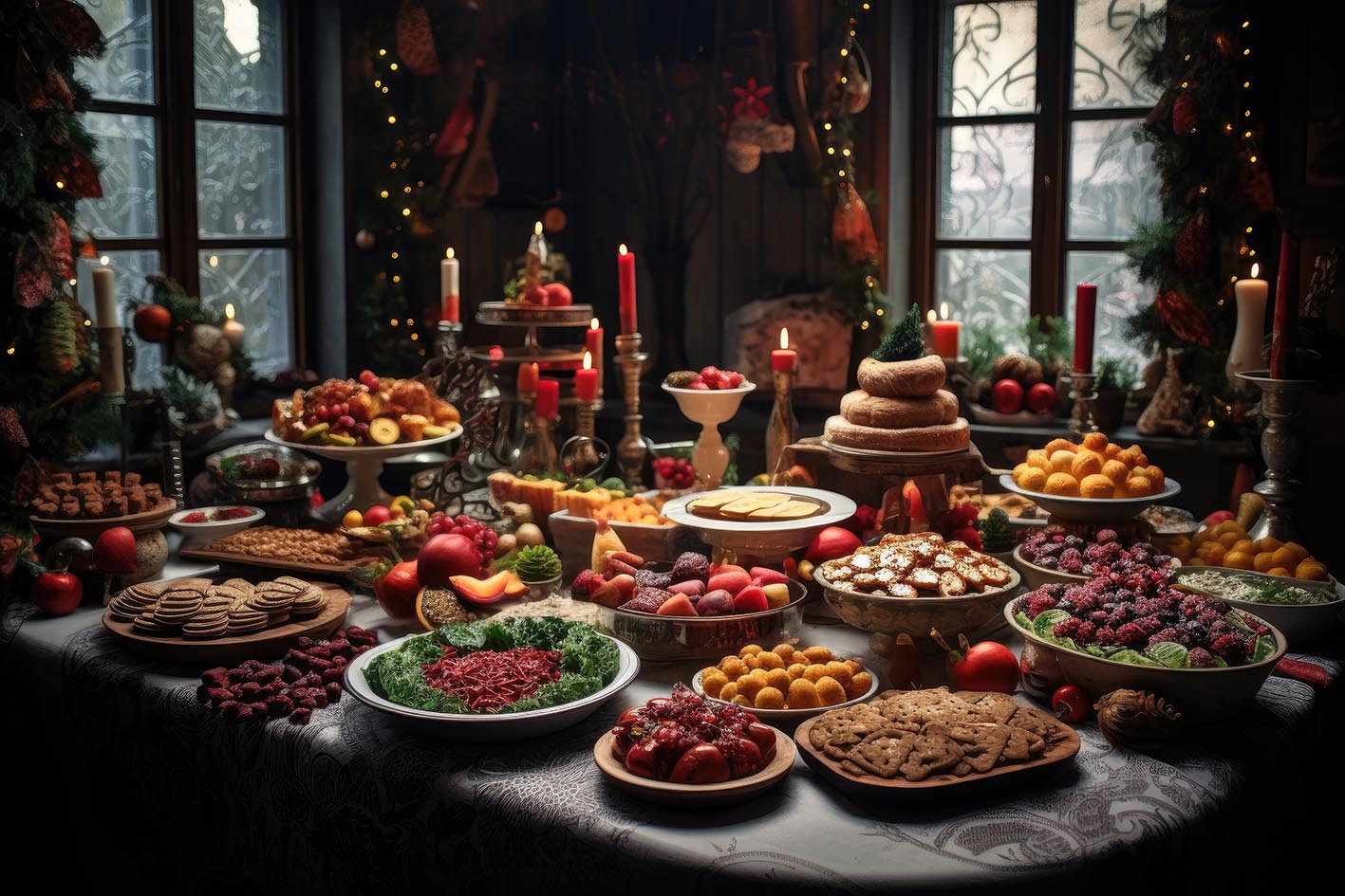 Χριστουγεννιάτικο τραπέζι γεμάτο φαγητά από όλο τον κόσμο
