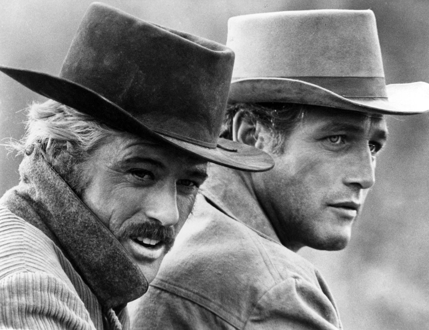 Στον ρόλο του Butch Cassidy ο ηθοποιός Paul Newman και στο ρόλο του Sundance Kid ο Robert Redford) σε μια σκηνή από την ταινία του 1969, "Butch Casssidy And The Sundance Kid".