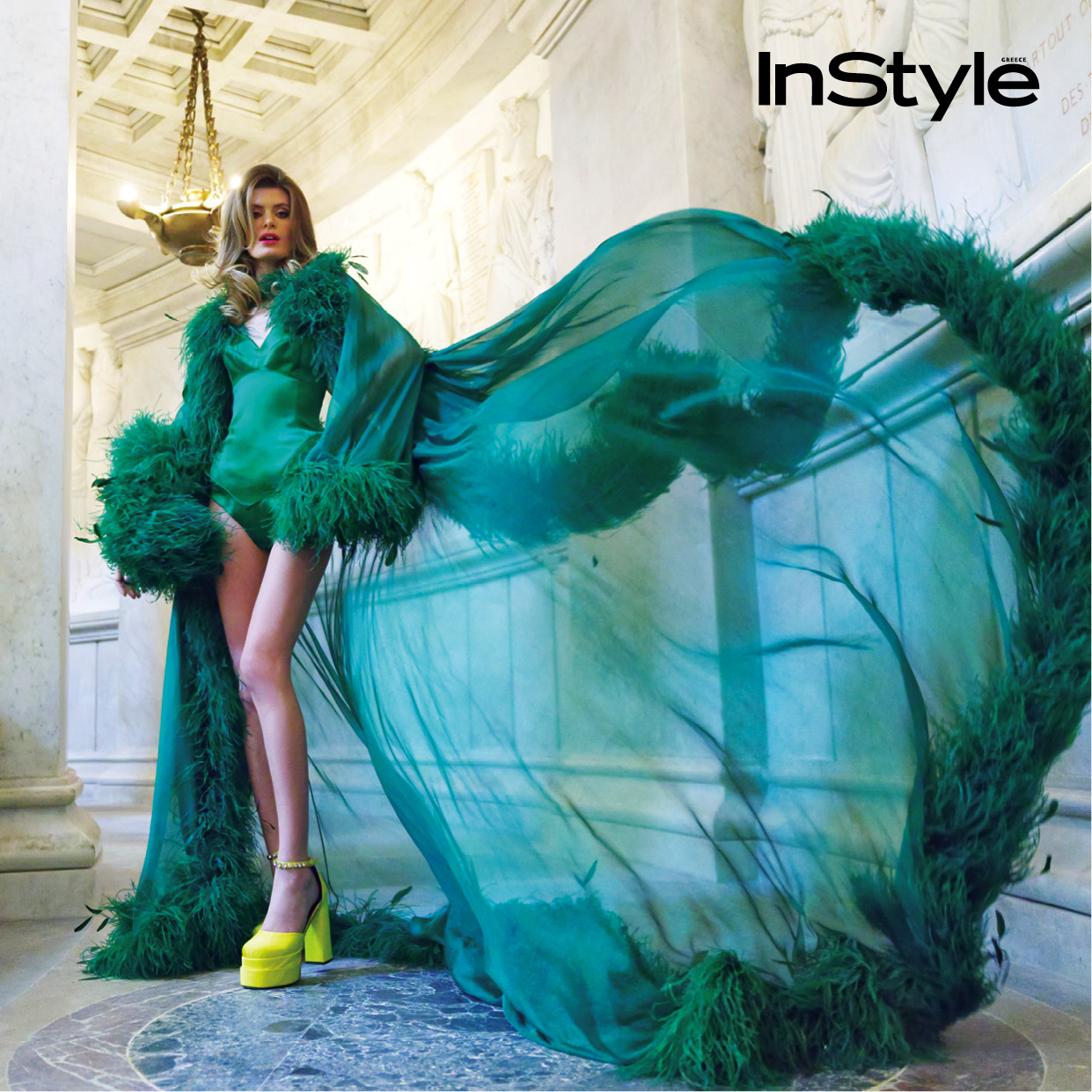 μοντέλο με λάιμ παπούτσια