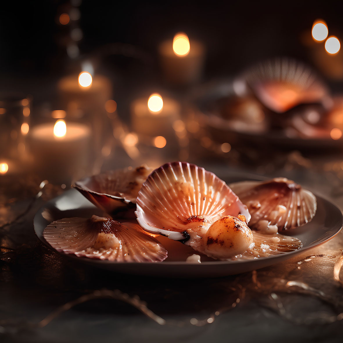 Κοχύλια σε πιάτο