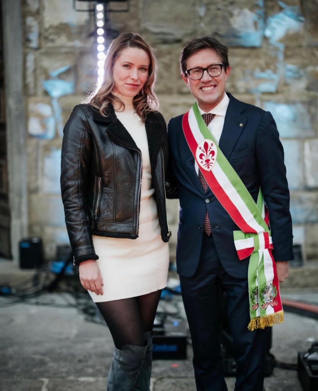Η Kiera Chaplin και ο δήμαρχος της Φλωρεντίας, Ντάριο Ναρντέλα. 