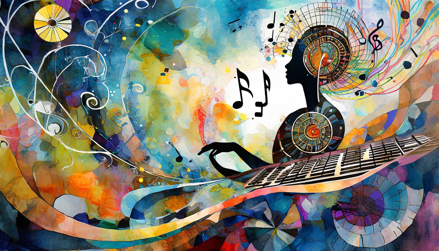 Γυναίκα μουσική νότες αρτ