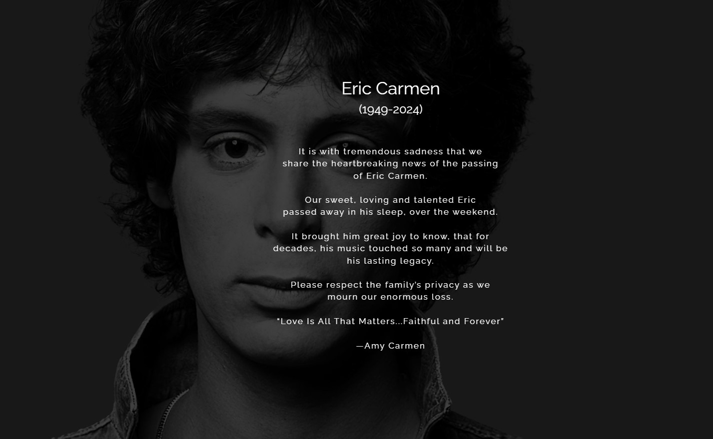 Στιγμιότυπο από τον ιστότοπο του Eric Carmen