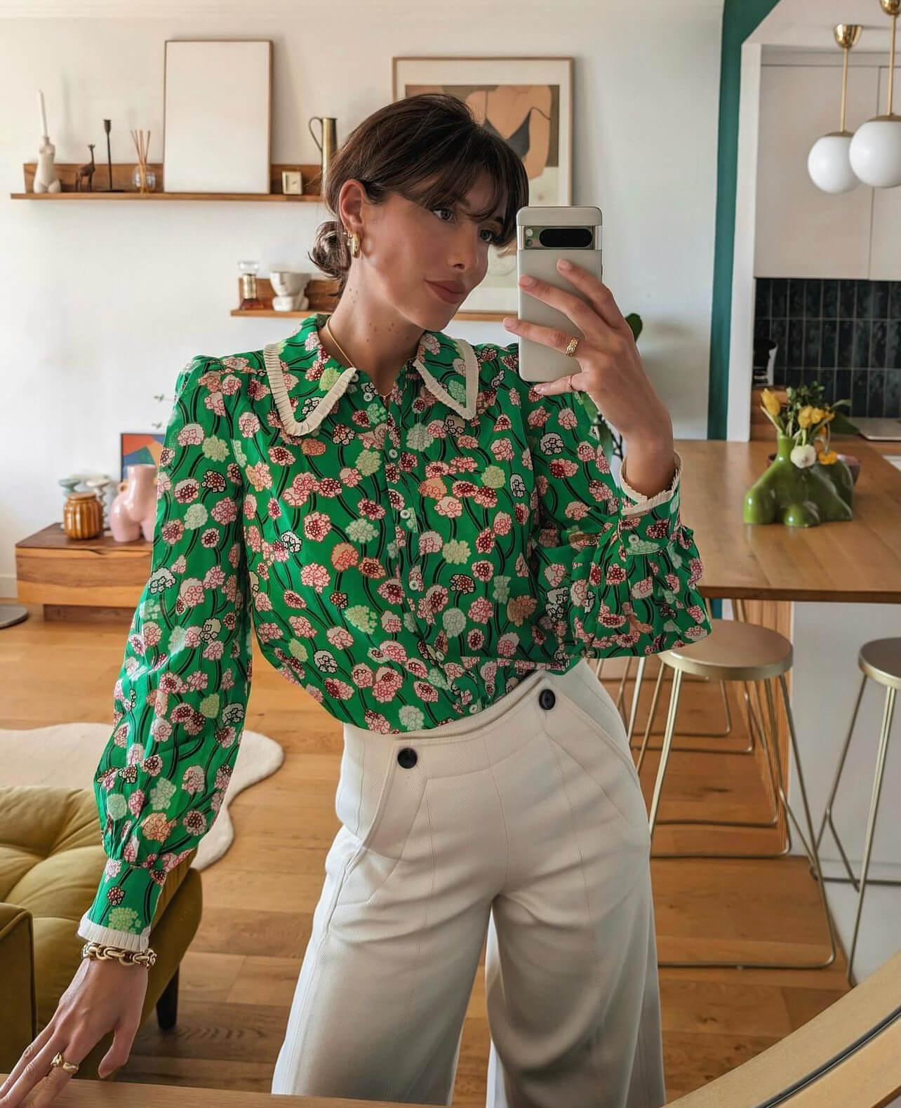 Φλοράλ πουκάμισο με μεγάλο γιακά