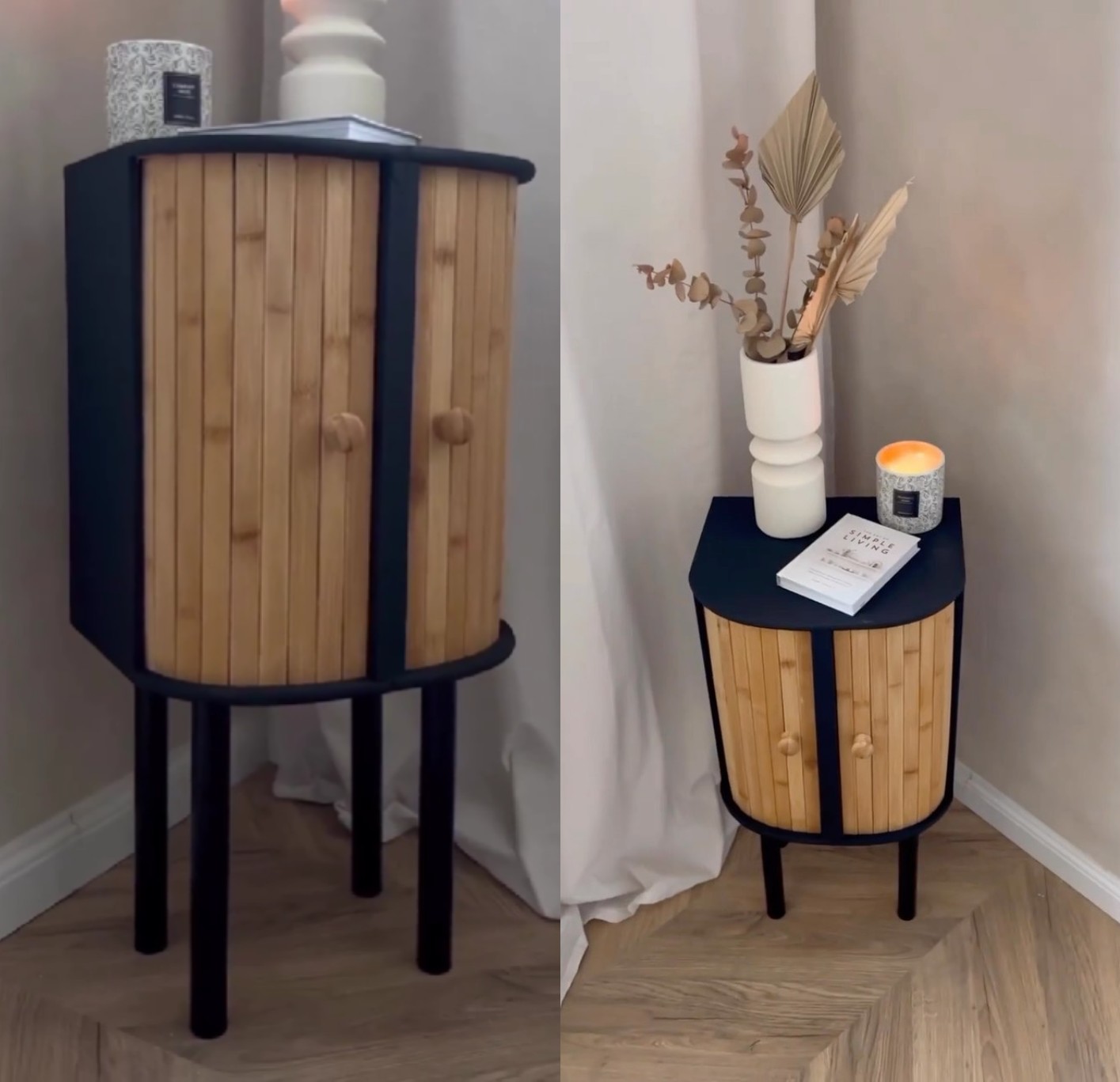 DIY κομοδίνο από ξύλινες ψωμιέρες