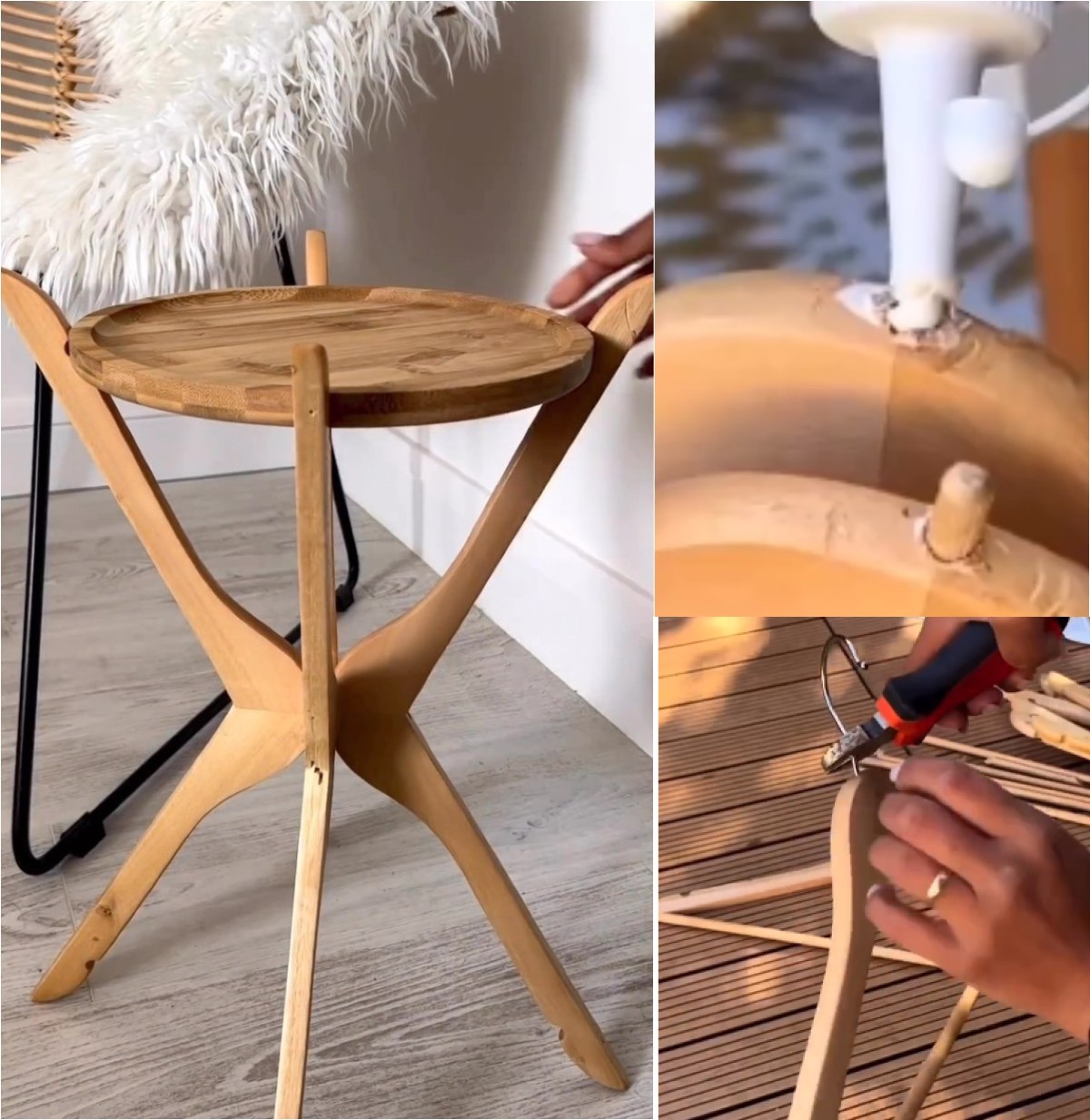 DIY τραπεζάκι από κρεμάστρες