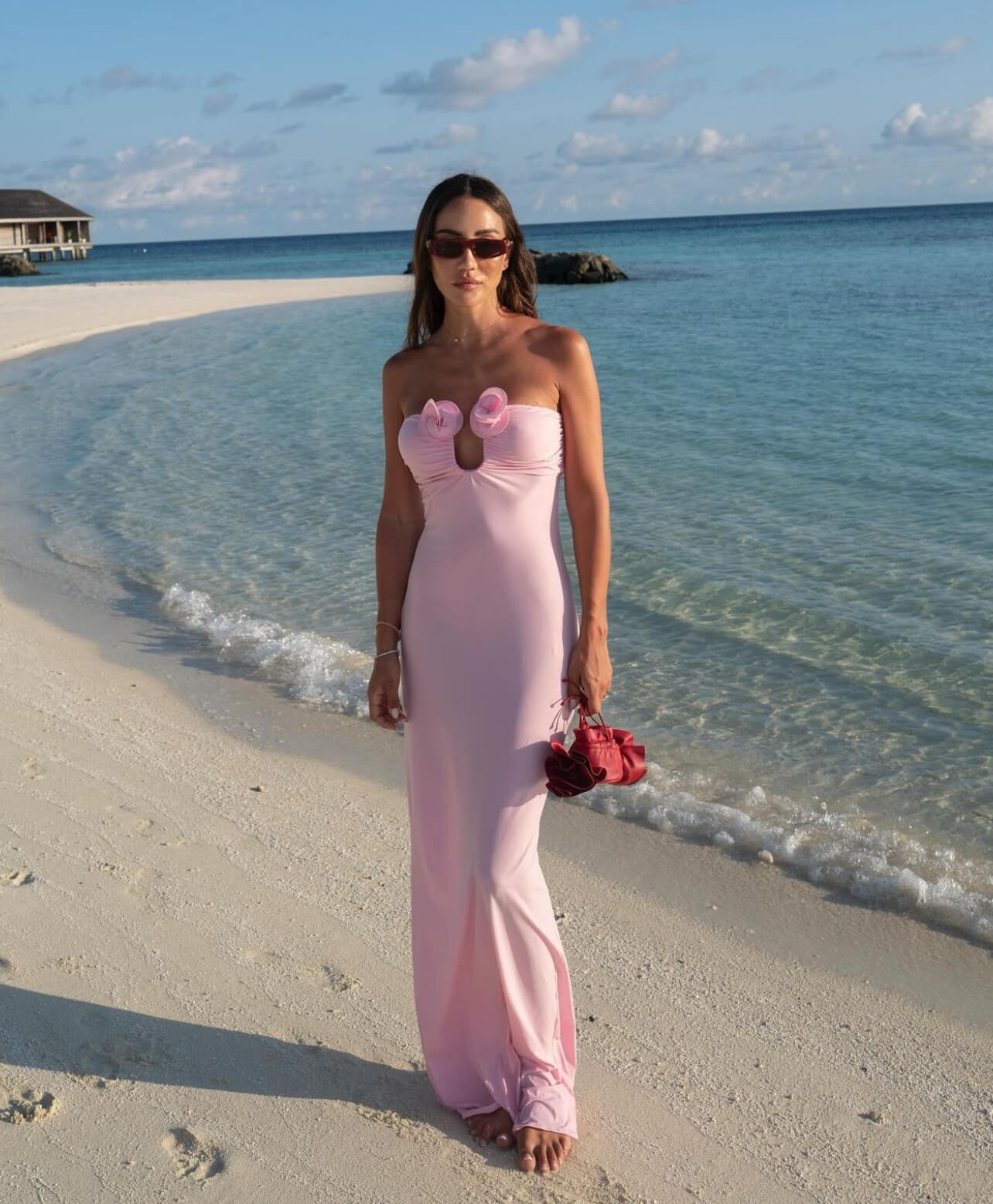 Καλοκαιρινό μάξι ροζ φόρεμα