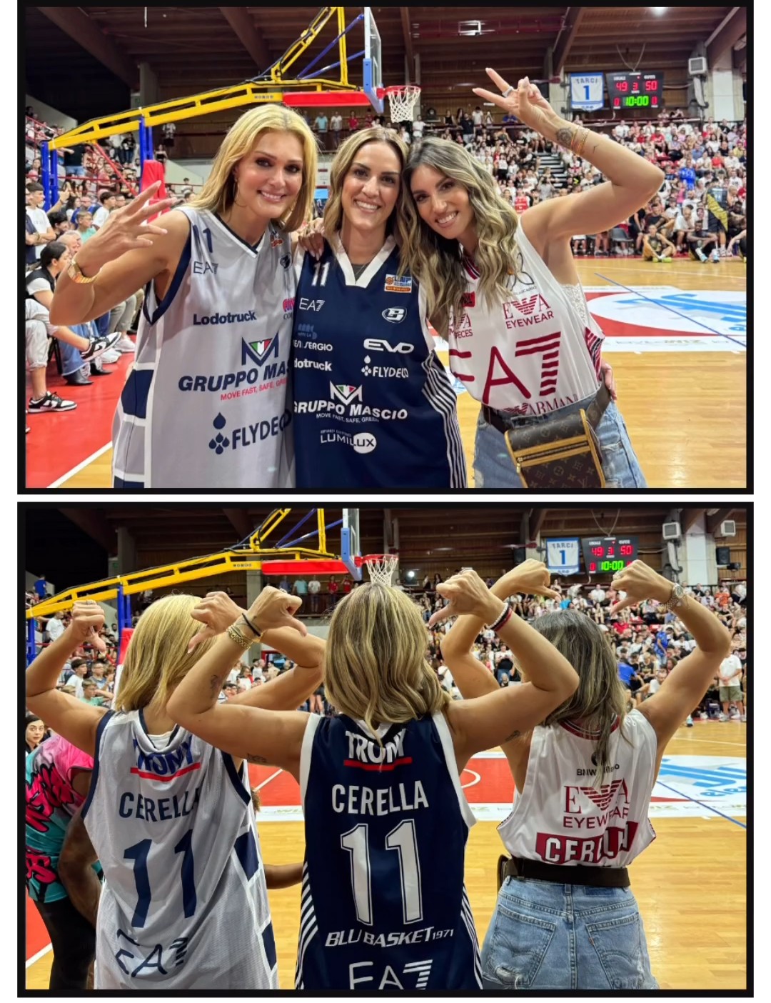 Η Αθηνά Οικονομάκου στο γήπεδο με Νατάσα Θεοδωρίδου και Νικόλ Παναγιώτου