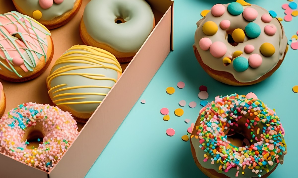 Ντόνατς σε κουτί για κέρασμα για όσους γιορτάζουν σήμερα 29 Απριλίου.