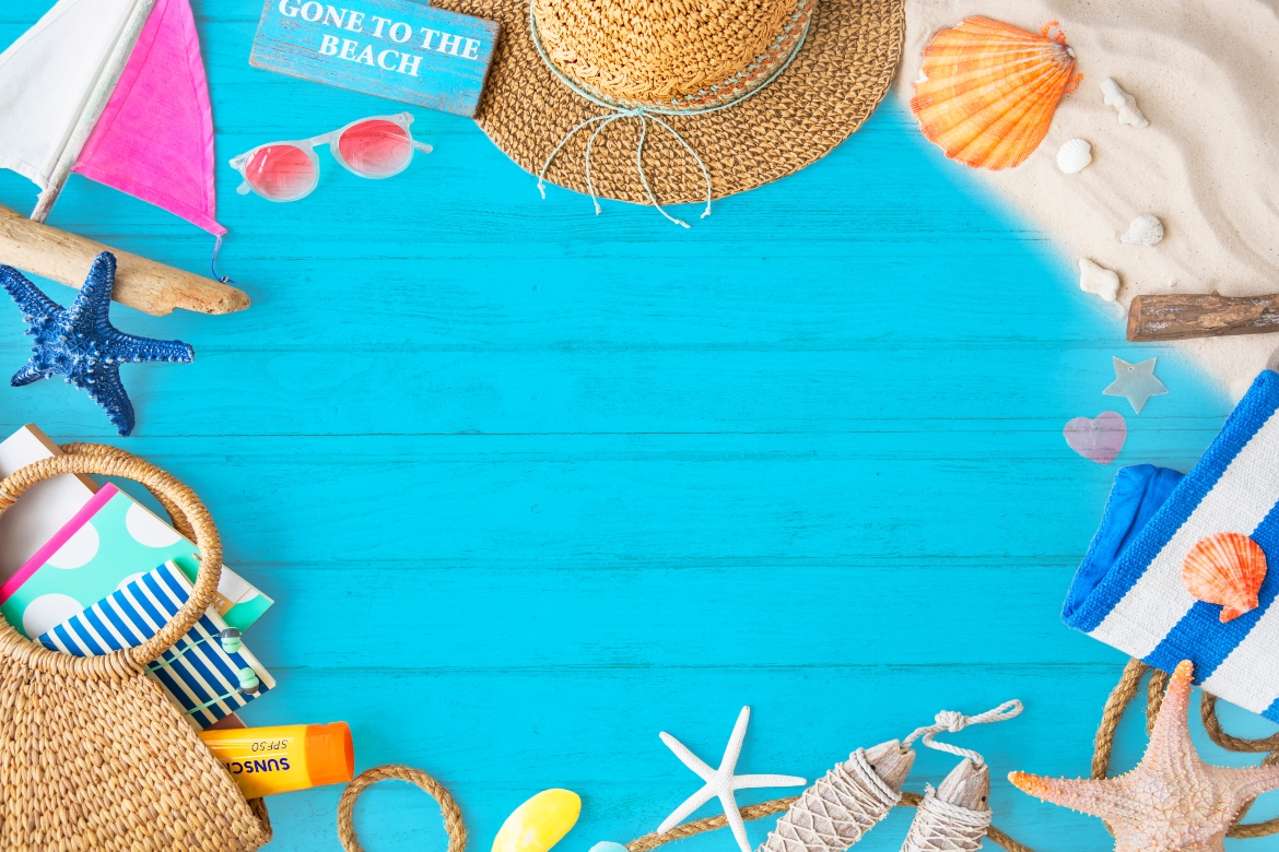 τσάντα θαλάσσης με γυαλιά αντιλιακό καπέλο για τον ήλιο