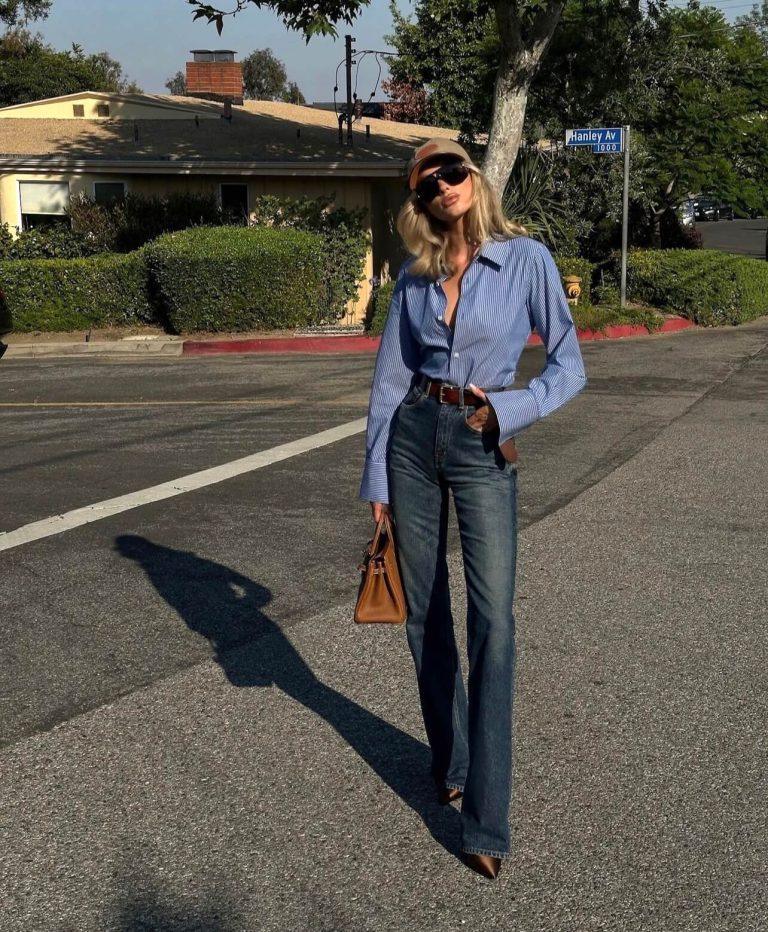 Φθινοπωρινό σύνολο με τζιν παντελόνι