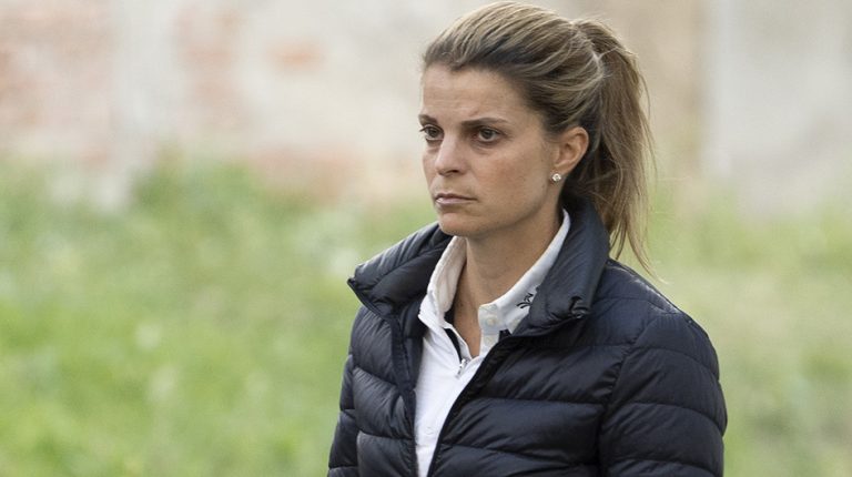 H Aθηνά Ωνάση κατά τη διάρκεια του Αγώνα Madrid-Longines Champions, the International Global Champions Tour στο Campo Villa στη Μαδρίτη τον Μάιο του 2019.