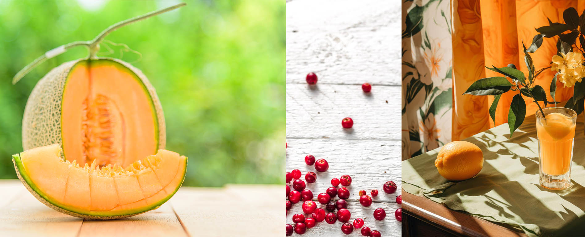 Πεπόνι, πορτοκάλι και berries