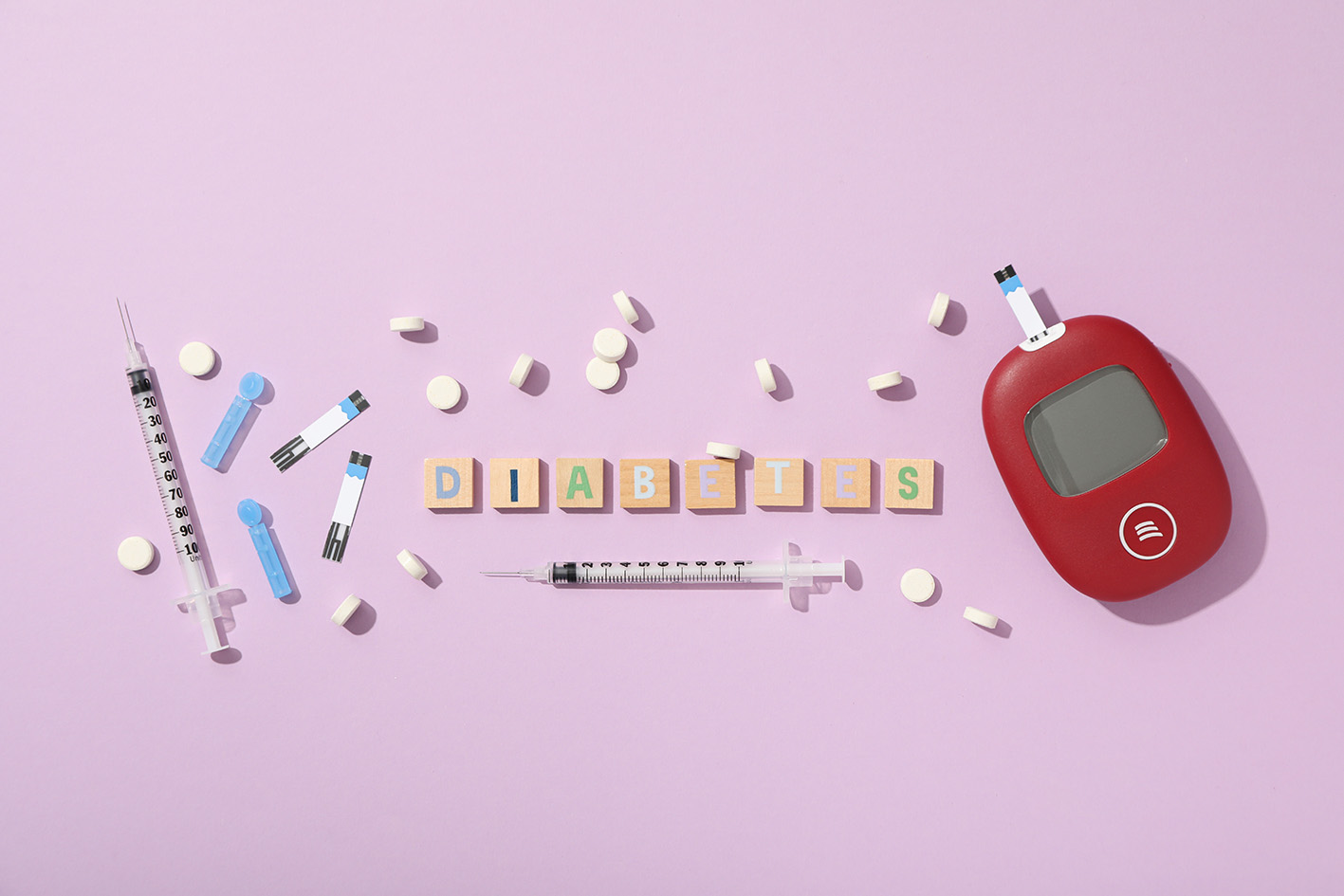 Σύριγγες, χάπια, ενέσεις και ιατρικός εξοπλισμός για διαβητικούς. Διαβήτης