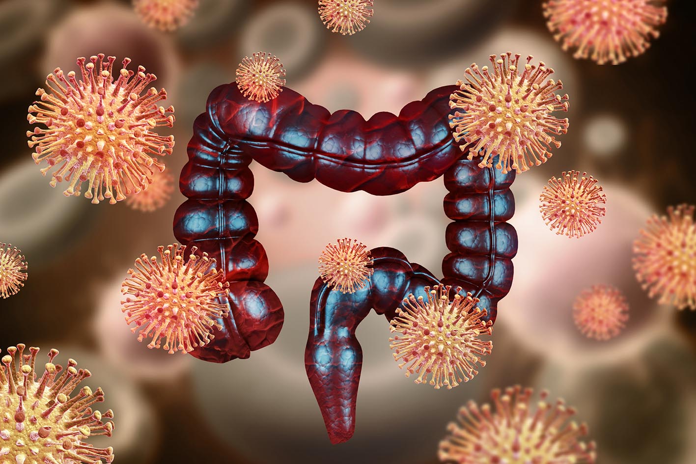 Ιλουστράτιον-art-έντερο με βακτήριο ή ιούς