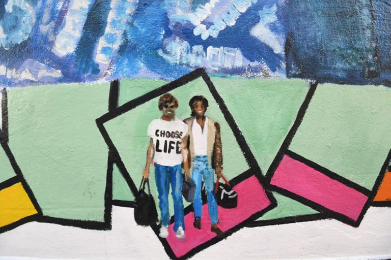 Λεπτομέρεια από τοιχογραφία αφιερωμένη στον George Michael κοντά στο παλιό του σπίτι στο Kingsbury στο βόρειο Λονδίνο, Βρετανία, 19 Σεπτεμβρίου 2020