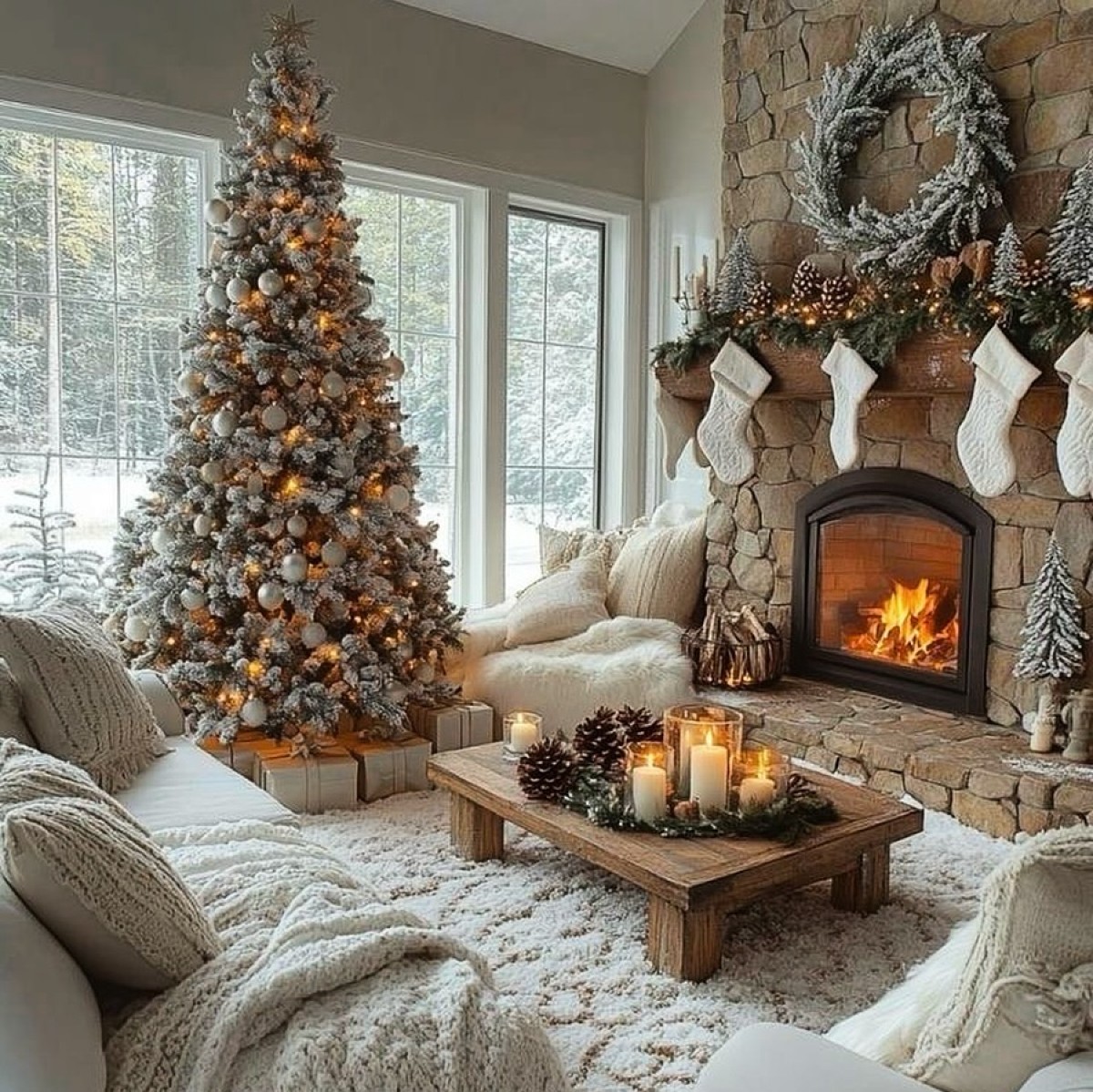 Χριστουγεννιάτικος στολισμός σε λευκό χρώμα