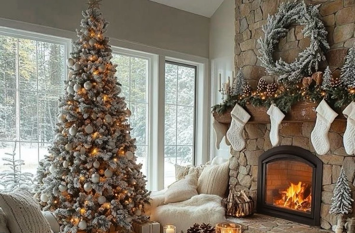 Χριστουγεννιάτικος στολισμός σε λευκό χρώμα