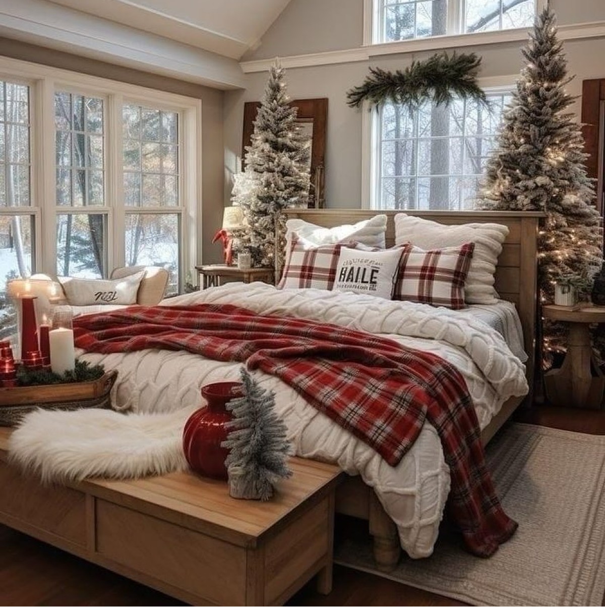 Χριστουγεννιάτικη διακόσμηση στην κρεβατοκάμαρα