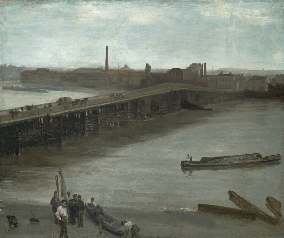 Έργο του James McNeill Whistler. Καφέ και ασήμι Old Battersea Bridge, 1859-1863. 64,5 × 77,1 εκ. Andover, Addison Gallery of American Art, Philipps Academy, δωρεά του Cornelius N. Bliss.