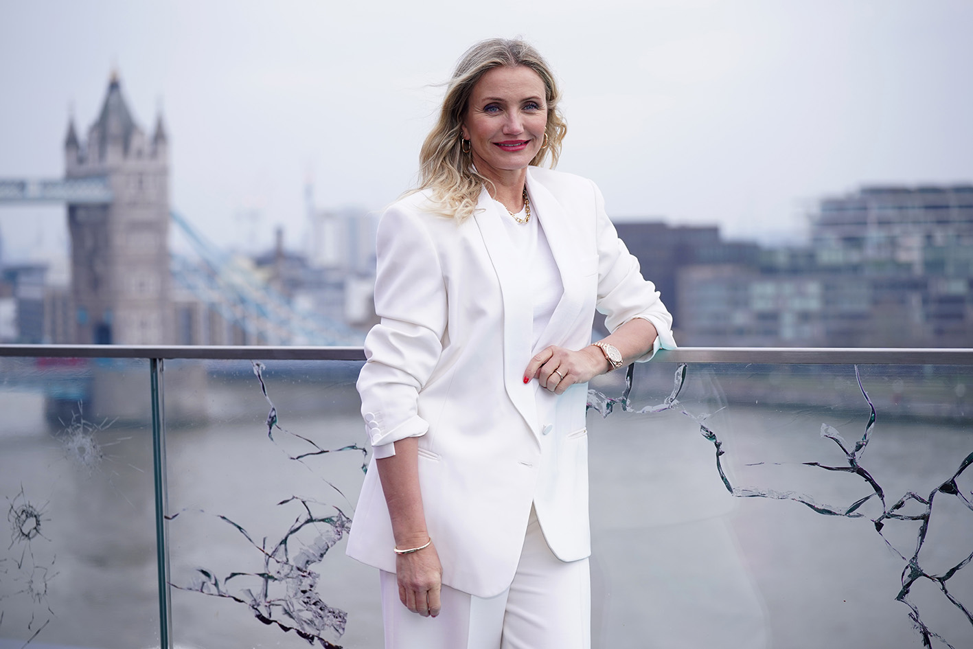 H Cameron Diaz σε φωτογράφηση στο Λονδίνο, στη Cheval Three Quays, στις 17 Ιανουαρίου 2025.
