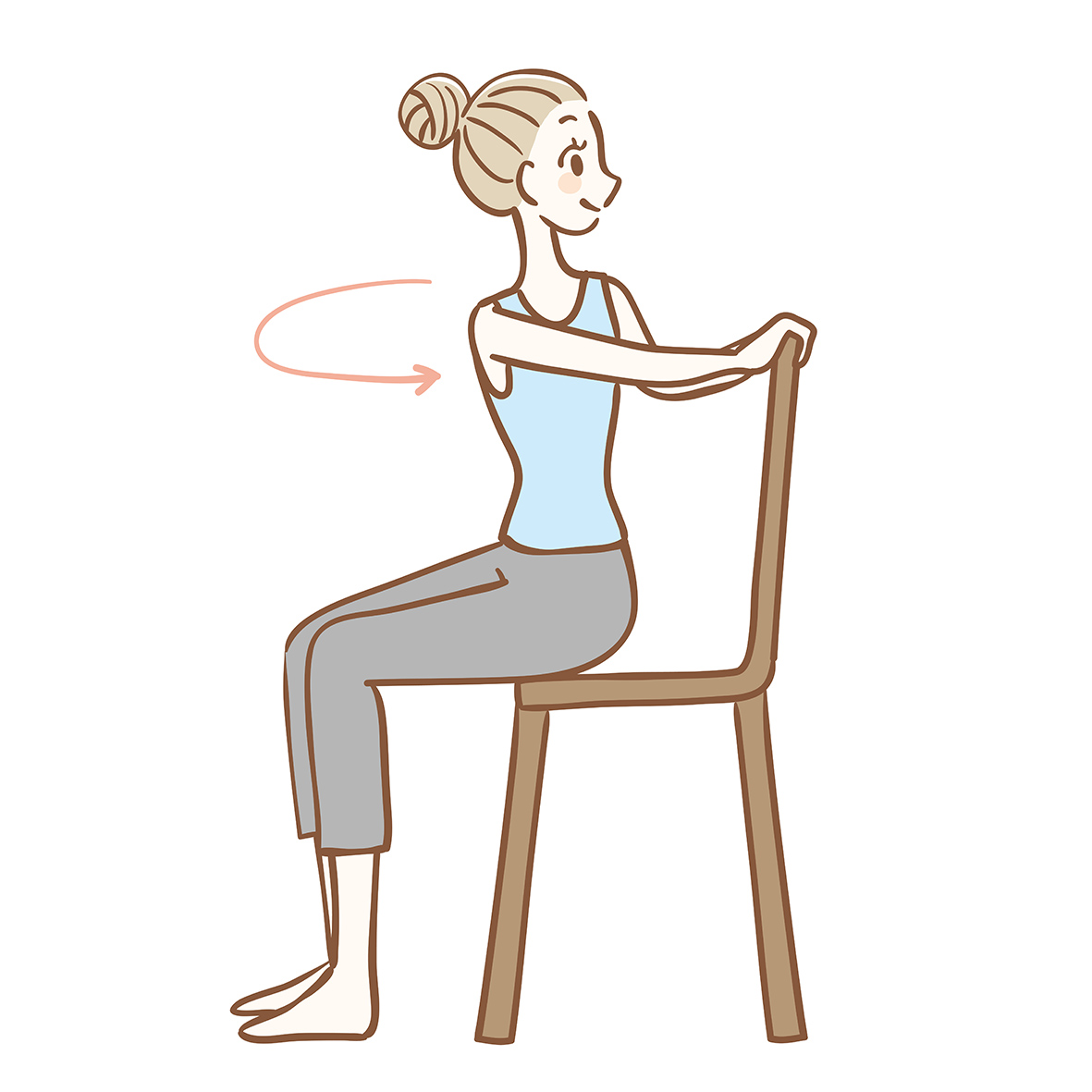 Σκίτσο γυναίκας που απεικονίζει να κάνει chair yoga