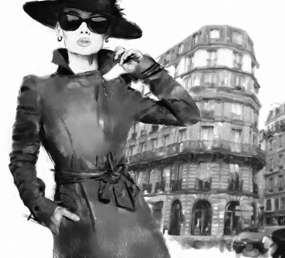 Σκίτσο για μόδας, σελέμπριτι, κομψότητα και Παρίσι