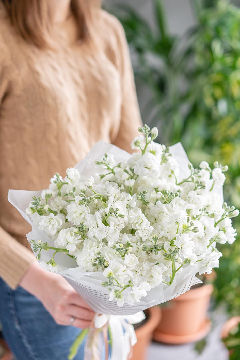 Ένα μπουκέτο άσπρα λουλούδια