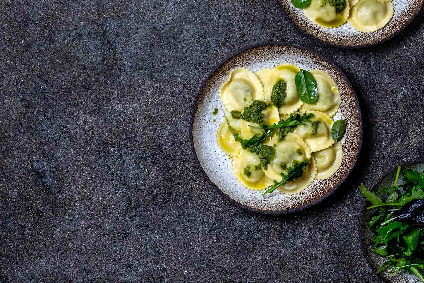 Ραβιόλια με σπανάκι και τυρί ρικότα