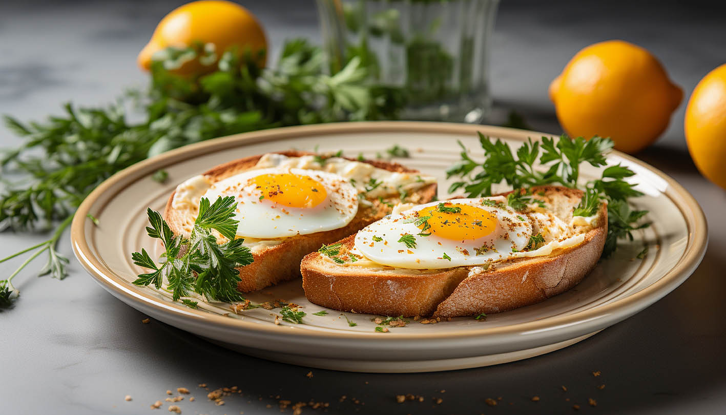 Αυγά πάνω σε ψωμί