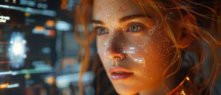 Kοντινό σε πρόσωπο γυναίκας - Ολόγραμμα- Γιά κόνσεπτε αστρολογίας