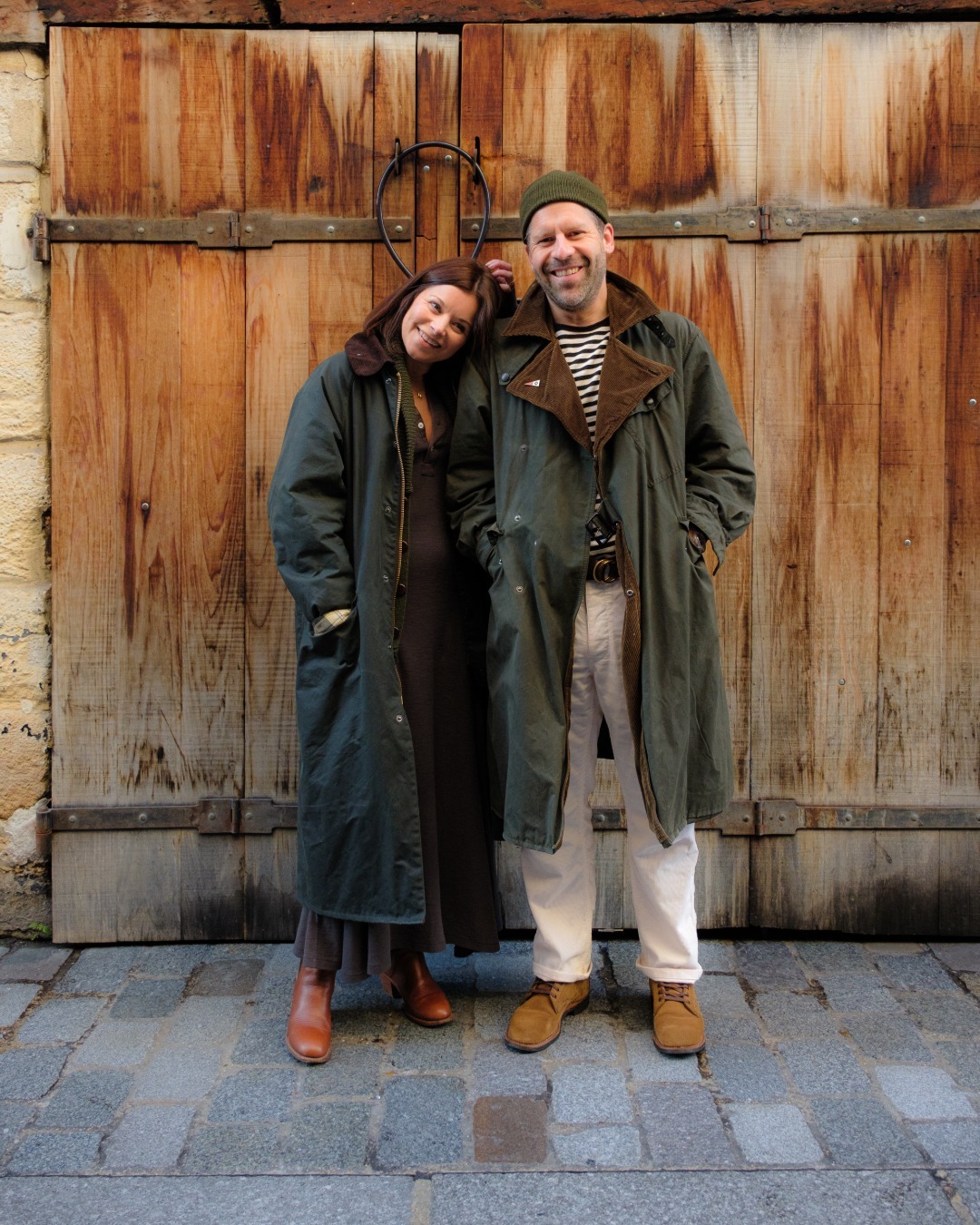 couple with wax jackets